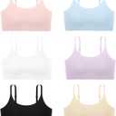 Finihen Teen Girls Seamless Training Bra No Show Sports Bra with Removable Padding Adjustable Strap Multipack.