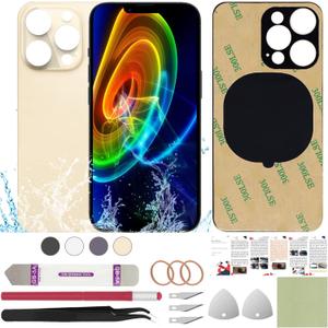 Rear Back Cover Glass Replacement Compatible with iPhone 14 Pro Max 6.7" + Professional Tools (Gold)