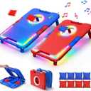 TERRAMUS Light-Up Cornhole Board Set, Corn hole Sets with Sound Effects, 2 Foldable Boards & 8 Bean Bags, Portable Outdoor Toss game, Backyard Party Camping Toys Gifts for Kids,Teens,Family,Ages 6-12+