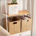 Foldable Storage Baskets with Handles Paper Rope Storage Baskets Rectangle Collapsible Hand Woven Storage Cubes Bins for Organizing Shelves Living Room Bedroom Pantry (2, 11'' x 11'' x 11'')