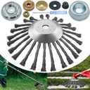 10 Inch Steel Wire Rotary Weed Brush Cutter Trimmer Head, Wired Weed Trimmer Blade Head with Adapter Kits for Weed Eater, Brush Cutter, Weed Wreckers, Moss Grass Rust Removal