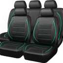 CAR PASS Universal FIT Piping Leather Car Seat Cover, for suvs,Van,Trucks,Airbag Compatible,Inside Zipper Design and Reserved Opening Holes (Full Set, Black and Mint)