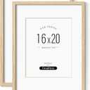 Minimalist 16x20 Frames with Mat for 11x14, Natural Solid Oak Wood 16x20 Frame, Lightweight for Wall Mounting, 2 Pack, Oak