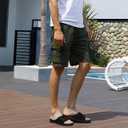 ONCAI Mens Sandals Adjustable Straps Orthotic Plantar Fasciitis Open Toe Athletic Sport Slides with Soft Comfy Arch Support Footbed Black Size 10.5