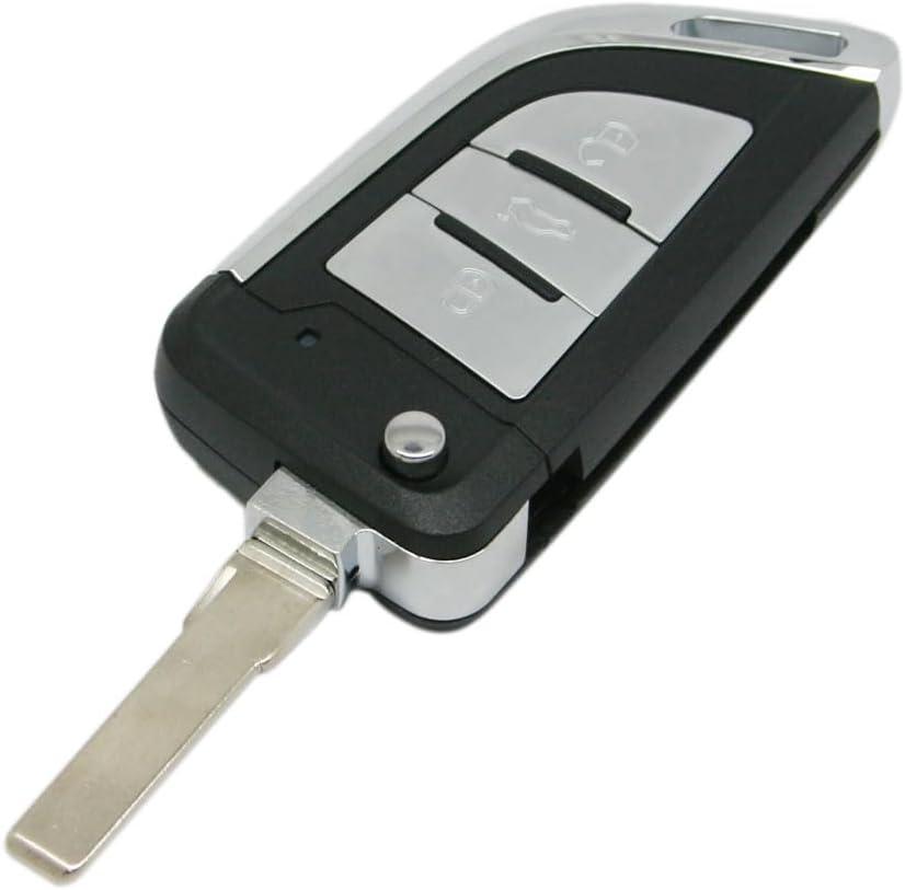 SEGADEN Modified Upgraded Key Shell Compatible with Volkswagen Golf 7 MK7 GTI Skoda Octavia 3 Button Keyless Entry Flip Remote Key Case Fob HU66 Blade SS8201E