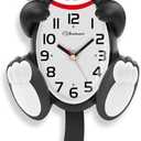 Soobest 18 Inch 3D Large Cat Wall Clock Battery Operated Silent Non Ticking with Moving Eyes and Pendulum Tail, Retro Kids Analog Wall Clock for Gift Decor Black