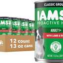 IAMS Proactive Health Wet Dog Food, Adult Wet Dog Food Multipack Ground Dinner, Lamb & Rice, 13 oz. Cans (Pack of 12) (EXP 04/13/28)