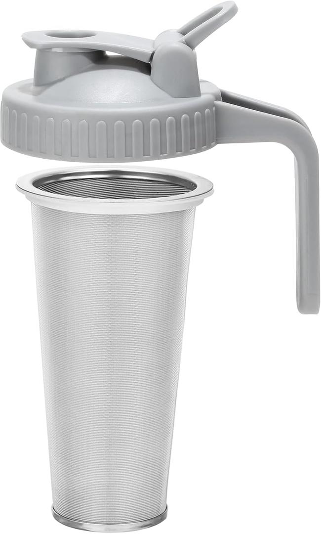 Cold Brew Coffee Filter with Pour Spout Lid for 32 OZ Wide Mouth Mason Jar, 304 Stainless Steel Strainer with Seal Ring for Iced Drinks, Sun Tea Infuser and Cold Brew Coffee Maker