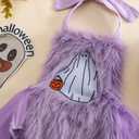 Guodeunh Baby Girl Halloween Costumes Ghost Embroidery Romper Bodysuit Furry Infant Toddler Spooky Cosplay Outfit Leg Warmers (Ghost-2, 18-24 Months)
