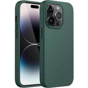 JETech Silicone Case for iPhone 14 Pro 6.1-Inch, Silky-Soft Touch Full-Body Protective Phone Case, Shockproof Cover with Microfiber Lining (Midnight Green)