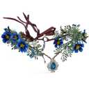 MOSTORY Woodland Fairy Flower Crown - Elf Floral Headpiece Blue Daphne with Crystal Elven Tiara Handmade for Women Girls Bridal Variable Size Wreath Headband for Cosplay Halloween Christmas Wedding