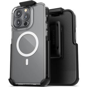 Encased Showcase Series for iPhone 12 Pro Max Belt Clip Case - MagSafe Compatible Clear Cover with Holster