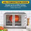 Elite Gourmet ETO4510MX French Door 47.5Qt, 18-Slice Convection Oven 4-Control Knobs, Bake Broil Toast Rotisserie Keep Warm, Includes 2 x 14" Pizza Racks, Stainless Steel, 18-slice, 45l