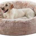 45 inches Donut Dog Bed for Extra Large Dogs,Calming Fluffy Round Jumbo Pet Bed with Removable & Washable Cover, Fits up to 120 lbs Pets (Brown,XL)
