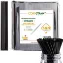 [500 COUNT] CORNSTRAW 5" Short Cocktail Straws, Black PLA Cornstarch Plastic-Free Disposable Small Drink Stirrer, Swizzle Sticks, Mixer, for Cold Drinks, whiskey, Bar, Club, Party