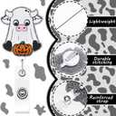 Zeyune 8 Pieces Halloween Ghost Badge Reel Halloween Retractable Badge Holders Cow Ghost Tag Clip Gift for Nurse Doctor Teachers Students