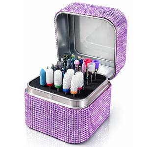 Nail Drill Bit Holder, Dustproof Rhinestones Drill Bit Organizer Case 30 Holes Efile Nail Tech Bits Storage Container Box Manicure Tools E file Accessories Collector for Salon, Travel, Home(Only Box)