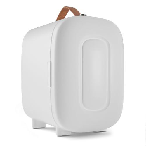 FANSEXPERT Mini Fridge for Bedroom, 4 Liter/6 Cans Skin Care Fridge Small Refrigerator, AC/DC Portable Mini Cooler & Warmer, Small Cosmetic Fridge for Camping, Dorm, Office, Car (White)