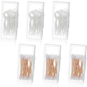 6 Pcs Cotton Swab Holder for Travel Portable Small Dental Floss Picks Case Clear Plastic Buds Storage Containers Box with Dustproof Lid for Ear Cosmetics Makeup Remover Nail Polish Remover