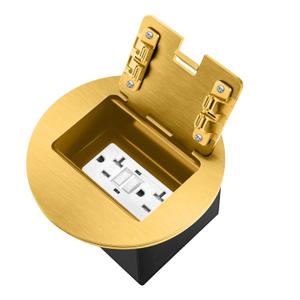 Recessed Floor Outlet Box, Deeper Floor Receptacle Kit with 20 Amp GFCI Tamper Resistant (GFCI, Gold)