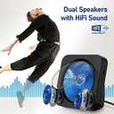 CD Player Portable Bluetooth 5.1 Desktop CD Player with HiFi Sound Speakers,Remote Control,Dust Cover,LED Display,Boombox FM Radio,USB/AUX for Home,Kids (Black)