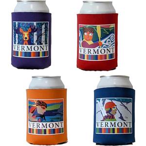 Vermont Souvenir Can Coolers, Set of 4, Insulated Neoprene Beverage Holders, Multi-Color