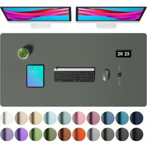 Aothia Faux Leather Desk Mat Large Mouse Pad, Non-Slip PU Leather Blotter, Waterproof Writing Surface for Office and Home (Jungle Green, 47.2" x 23.6")