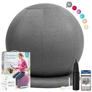 Enovi ProBalanceΩ Ball Chair, Yoga Ball Chair Exercise Ball Chair with Slipcover and Base for Home Office Desk, Birthing & Pregnancy, Stability Ball & Balance Ball Seat to Relieve Back Pain, Multiple color Grey size 55 cm