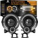 9 Inch LED Headlights 9'' led JL Headlight Z-Shaped Halo DRL with Fog Lights Compatible for 2018-2025 Jeep Wrangler JL JLU Unlimited Sport Rubicon Sahara Gladiator JT DOT