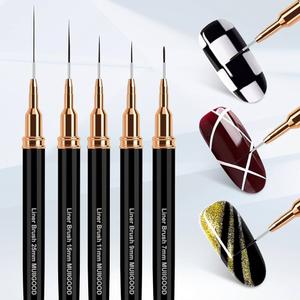 5pcs Nail Art Liner Brushes, Liner Brush For Nails Gel, Thin Nail Art Brush, Sizes 7/9/11/15/25mm