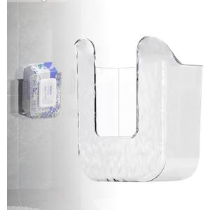Kitchen Wipes Storage, Flushable Wipes Holder for Bathroom, Wall-Mounted Tissue Box, Non-Slip Flushable Wipes Holder, Wipe Container, Wipes Dispenser for Kitchen Bedroom Bathroom, White