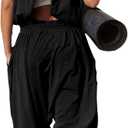 Women's Athletic One Piece Jumpsuit,Sleeveless Open Back Yoga Romper with Pockets,Jogger Tracksuit for Gym,Running (Black, XS)