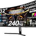 SANSUI 32 Inch Curved 240Hz Gaming Monitor High Refresh Rate, FHD 1080P Gaming PC Monitor HDMI DP1.4, Curved 1500R, 1Ms MPRT, HDR,Metal Stand,VESA Compatible (ES-G32C3F DP Cable Incl.)