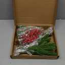 50 PCS Artificial Pine Branches Fake Greenery Pine Picks Artificial Red Berry Stems,Xmas Stems,Christmas Pine Needles for Wreath Decorations