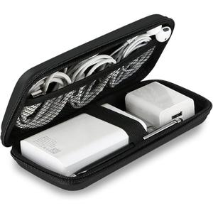 iMangoo Electronics Organizer Travel Case Small Size Travel Essentials for Women Tech Pouch Purse Hard Protective Shockproof Carrying Charger Power Bank Cable Accessories, 6.5x3.2x1 In (Black)