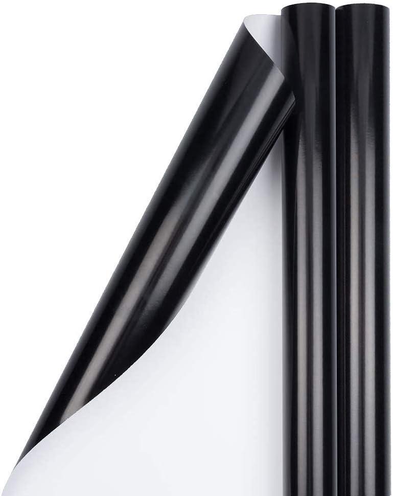 JAM Paper Gift Wrap - Glossy Wrapping Paper - 50 Sq Ft Total (30 in x 10 Ft Each) - Black - 2 Rolls/Pack