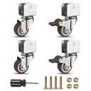 Heavy Duty Casters Set of 4 U Bracket Shaped Mute 1inch Caster Wheels,for Small Flower Pot Holder, Computer Host TrayQuiet and Protects Floors,Plywood Width 17mm