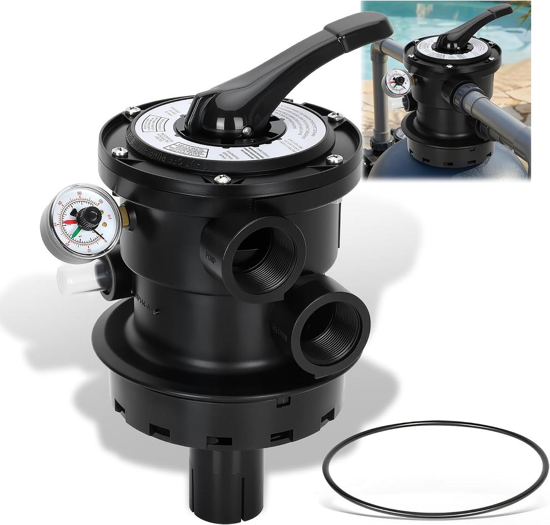 Replacement for Hayward SP0714T Vari-Flo Top-Mount Multiport Valve, Compatible with All Hayward Above-Ground Pro and VL Series Sand Filter, 1.5-Inch FIP Plumbing 7-Positions Clamp Style Control Valve
