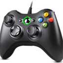 Xbox 360 Controller, USB Wired Gamepad Joystick with Improved Dual Vibration and Ergonomic Design for Microsoft Xbox 360 & Slim & PC Windows 7/8/10(Black)