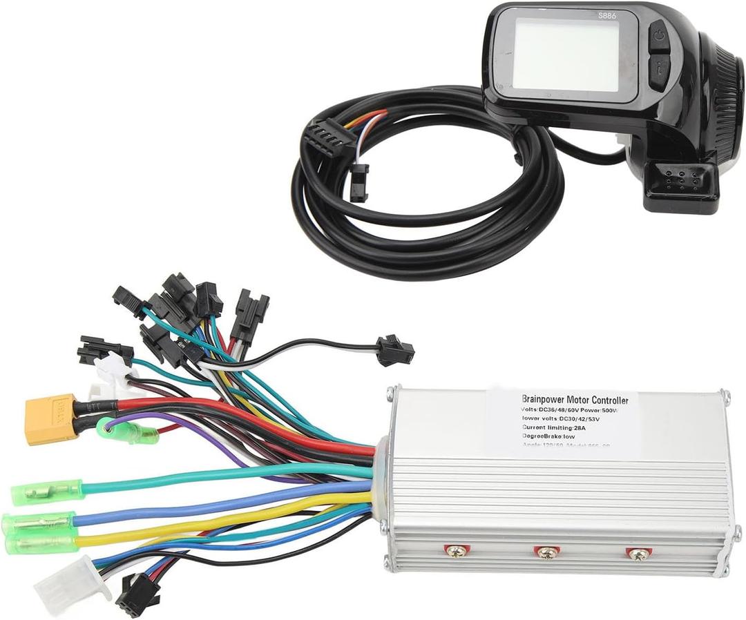 VGEBY Electric Motor Controller Display Kit, 36V 48V 60V 500W 28A Scooter Brushless Motor Speed Controller Kit 3 Mode Sine Motor Speed Regulator with Display