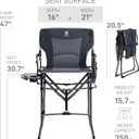 EVER ADVANCED Portable 30.7" Seat Height Tall Folding Camping Chair Directors Chair High Foldable Bar Stool with Side Table for Makeup Artist, Sports Event, Craft Show, Supports 350LBS