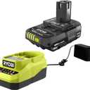 Ryobi One+ 18v Lithium Ion 2.0ah Battery and Charger Kit, Extreme Weather Performance Fast Charging Under 1 hour