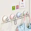 Suction Cup Hooks on Shower Glass Door Window Removable Bathroom Towel Loofah Hooks No Drill Wreath Hanger for Front Door(Cream Green,2 PCS)