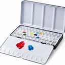 DUGATO Large Empty Watercolor Palette Tin with Lid - Holds 48 Half Pans (63 Included), 5 Fold-Out Mixing Areas - Metal Travel Box for Artists