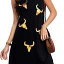 UNIQUEONE Western Dress for Women Sequin: Country Concert Outfits Boho Cow Skull Cowgirl Sleeveless Dresses (XX-Large)