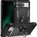 Korecase Phone Case for Google Pixel 8 Case with Finger Ring Holder Kickstand,Military Grade Phone Case Heavy Duty Shockproof Full Body Protective Phone Cover for Google 8 Black