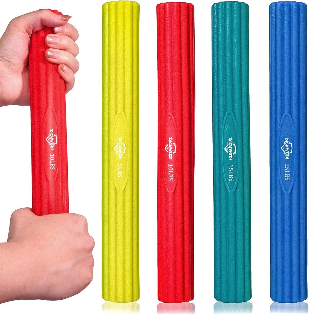 Flex Therapy Bar and Grip Strength Trainers set, Physical Therapy & Resistance Bar for Golfers Elbow, Tendinitis, Wrist,Forearms Pain, Improve Grip Strength and Relieve Pain (Yellow/Red/Green/Blue)