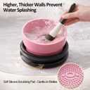 2 x Makeup Brush Holder Cleaner, 3 in 1 Silicone Makeup Brush Cleaning Bowl with Drying Rack, Detachable Brush Organizer for Brushes, Sponges & Puffs, Black and Pink