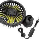 Riloer 12V Powered Car Fan, 90 Rotation 3 Speed Quiet, Portable Vehicle Cooling Fan Universal Serial Bus Powered Compatible with Cars, SUVs, RVs 1 PC