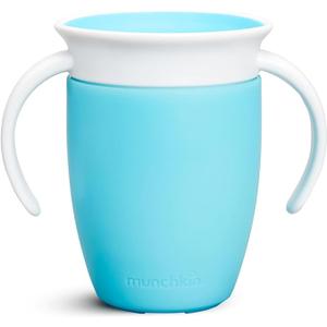 Munchkin Sippy Cup for 6 Month Old and Up, Spill Proof Miracle 360 Toddler Cups with Transition Handles, 7 Ounce, (Blue)